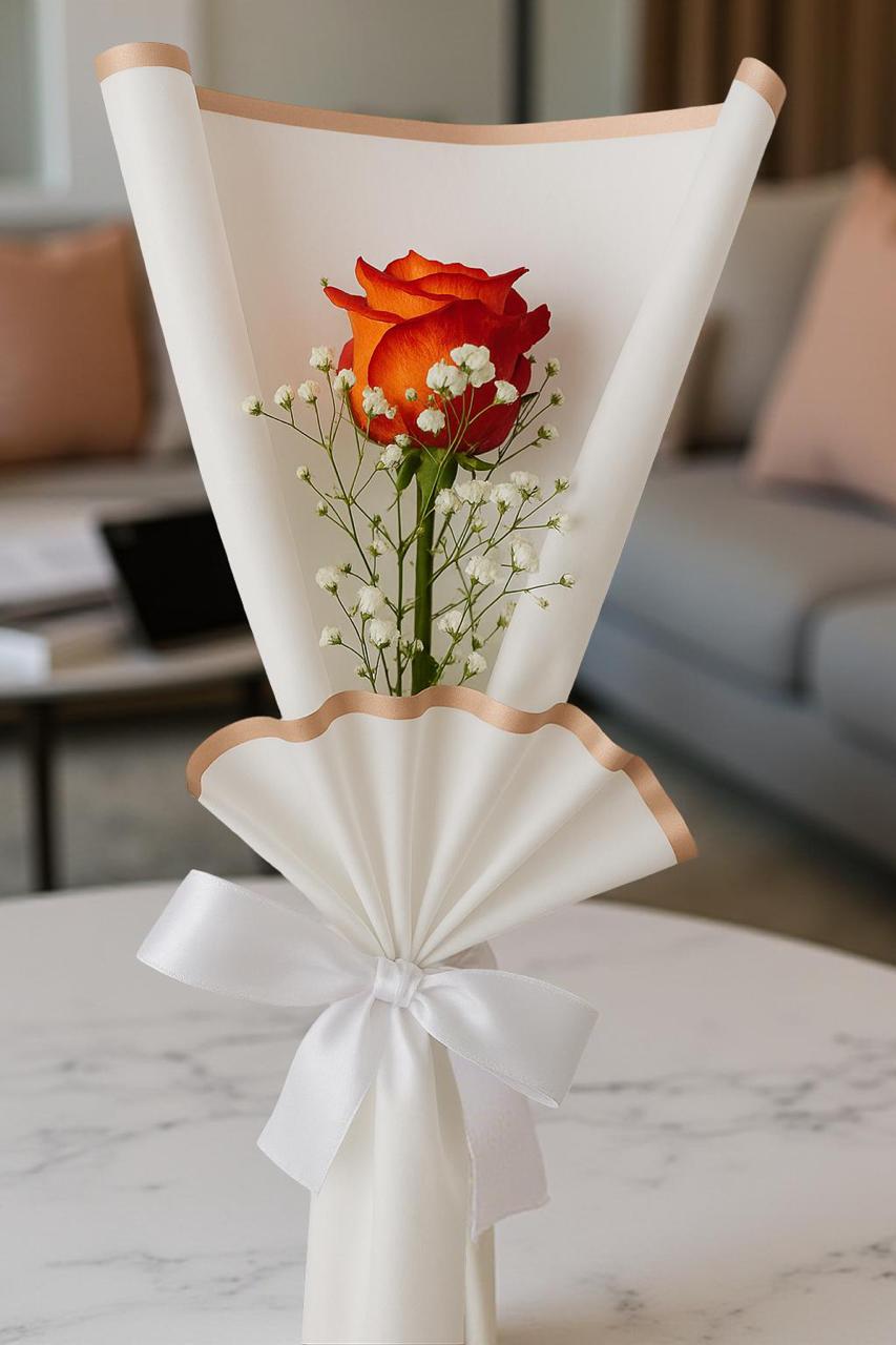 BOUQUET DE 1 ROSA NARANJA