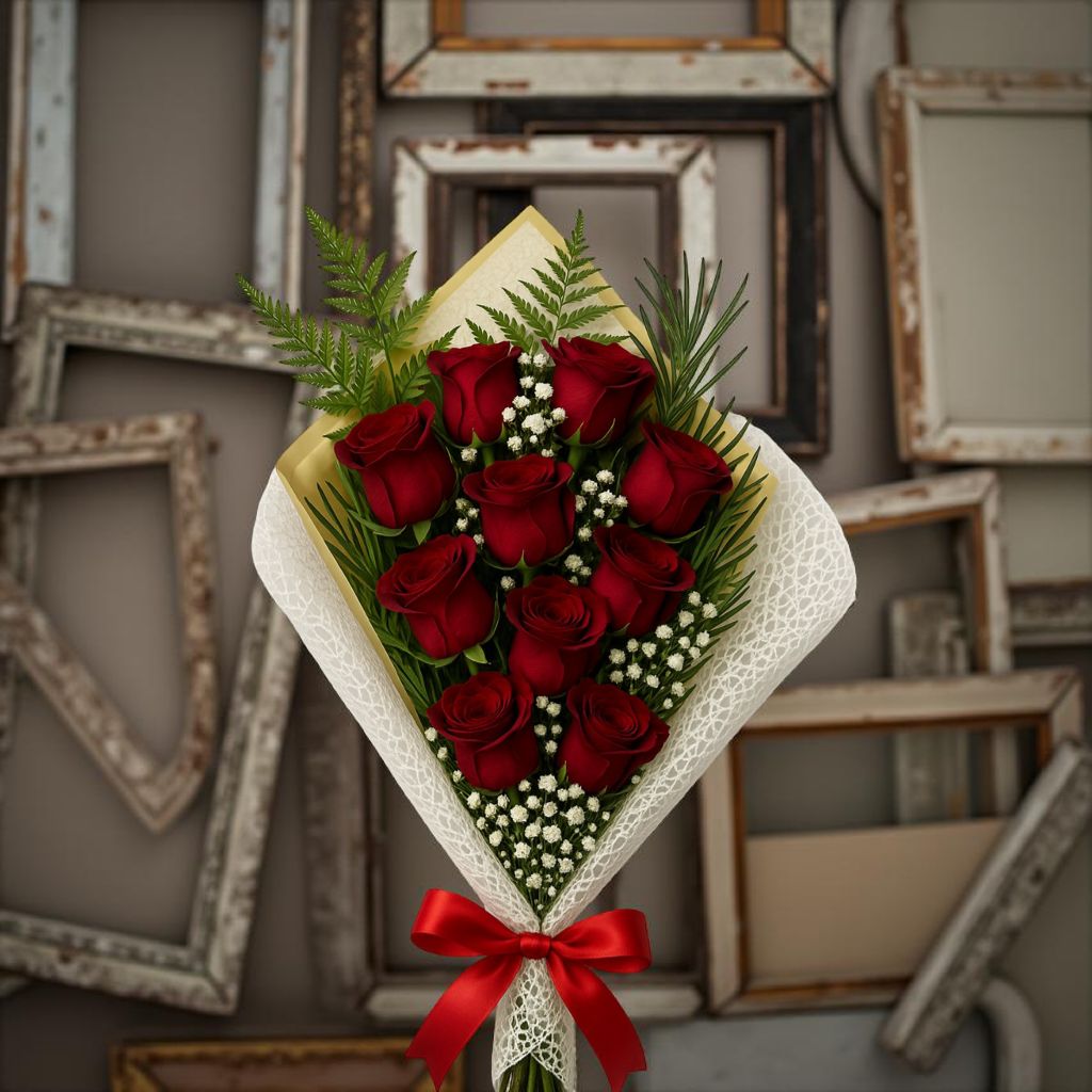 BOUQUET 10 ROSAS ROJAS