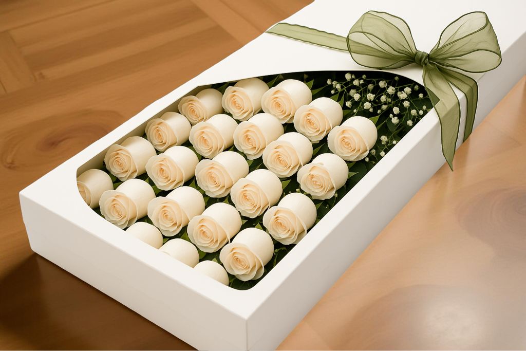 CAJA DE 24 ROSAS BLANCAS