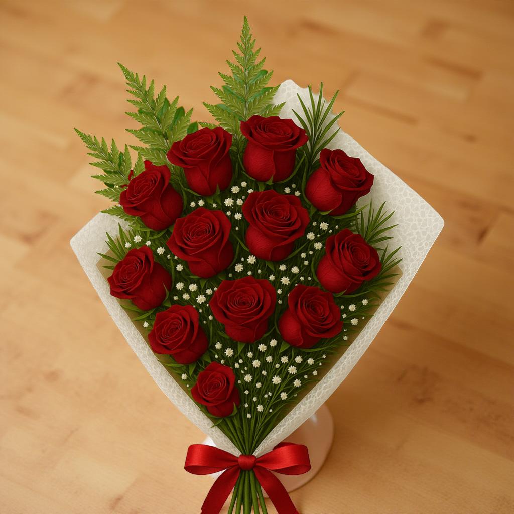 BOUQUET 12 ROSAS ROJAS
