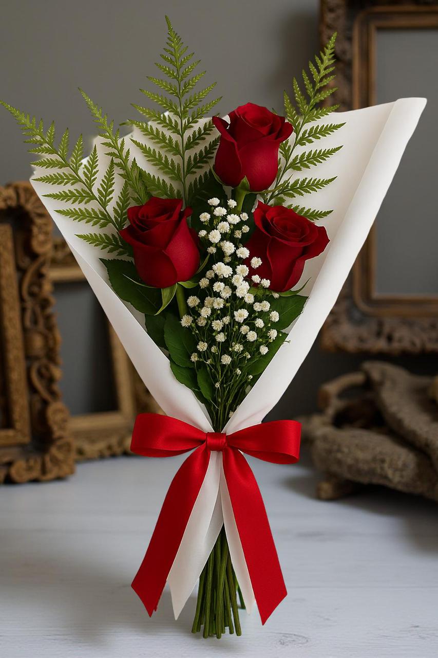 BOUQUET 3 ROSAS ROJAS