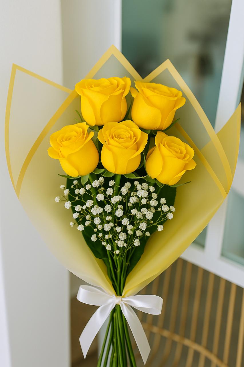 BOUQUET DE 12 ROSAS AMARILLAS
